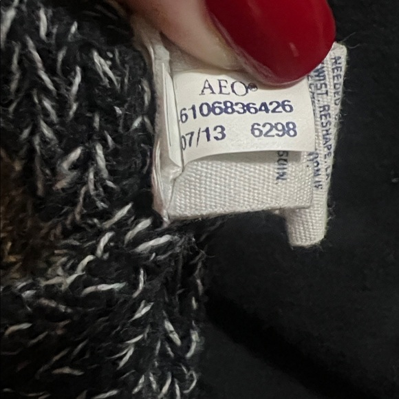 Vintage American Eagle Y2K Mock Neck Navy Cardigan Size M Black Retro Full Zip - Picture 9 of 10